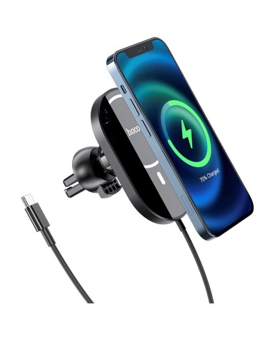 Cargador Inalámbrico Coche 15W Hoco CA90 Negro