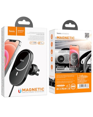 Cargador Inalámbrico Coche 15W Hoco CA90 Negro