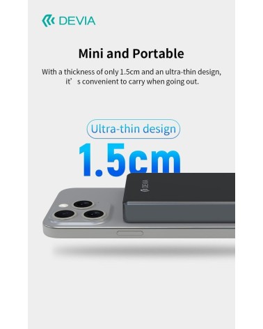 DEVIA BATERIA AUXILIAR MAGSAFE MINI METAL 10000mAh GRIS