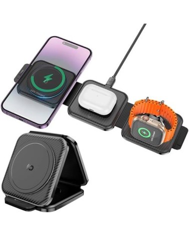 Cargador Inalámbrico Hoco CQ4 15W Plegable 3-1 para Apple