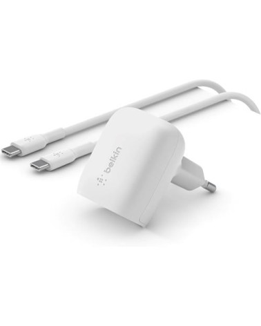 Cargador USB-C 20W Belkin +Cable Usb-C a Usb-C 1 Metro Blanco