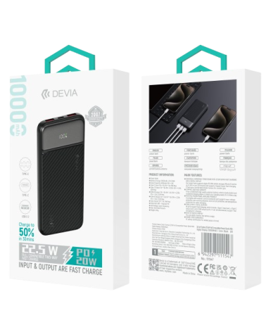 DEVIA BATERIA AUXILIAR SMART DISPLAY 10000mAh 22.5W NEGRO