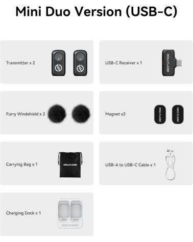 HOLLYLAND MICROFONO INALAMBRICO LARK A1 MINI DUO USBc