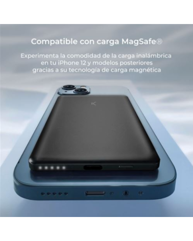 KSIX BATERIA MAGNETICA SLIM 5000mAh 22.5W NEGRO