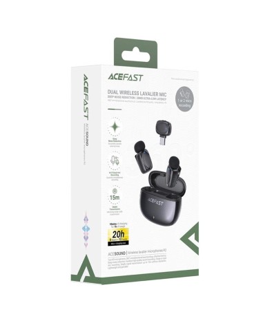 Acefast R2 Kit con 2 Micrófonos Lavalier HD Inalámbricos con receptor USB-C