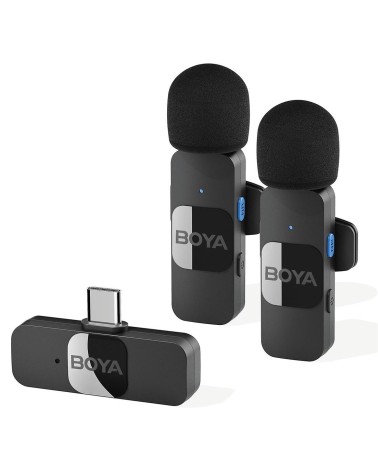 BOYA BY-V20 Pack 2 Micrófonos Lavalier Inalámbricos con USB-C-