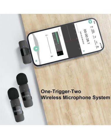 BOYA BY-V20 Pack 2 Micrófonos Lavalier Inalámbricos con USB-C-