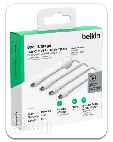 Cable USB-C aUSB-C Belkin 1 Metro Pack 2 Unidades