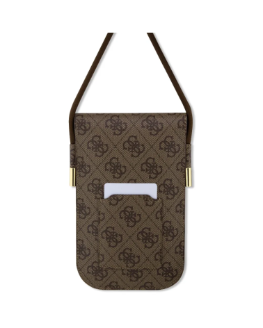 GUESS – Bolso de Polipiel Marrón con Auriculares TWS y Logo 4G
