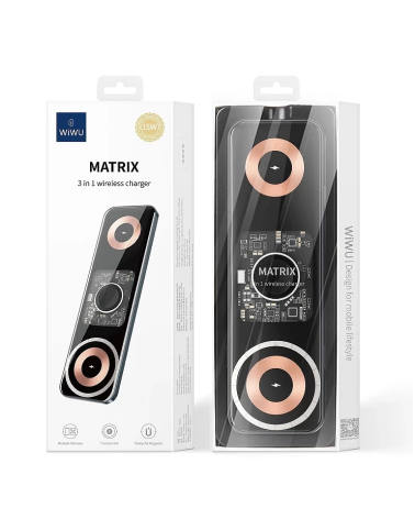 Base de Carga WIWU Inalambrica MatriX 3en1 Transparente
