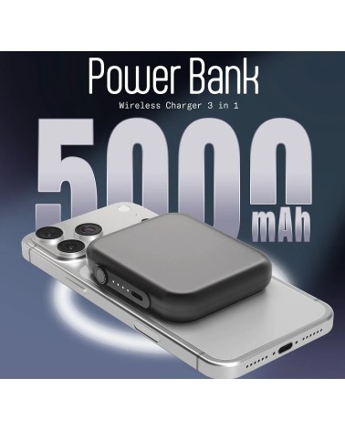 Power Bank Inalámbrico 3in1 5000mHa Negro