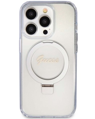 Funda con soporte de anillo MagSafe Guess iPhone 15 Plus, 14 Plus Case Cover Glitter