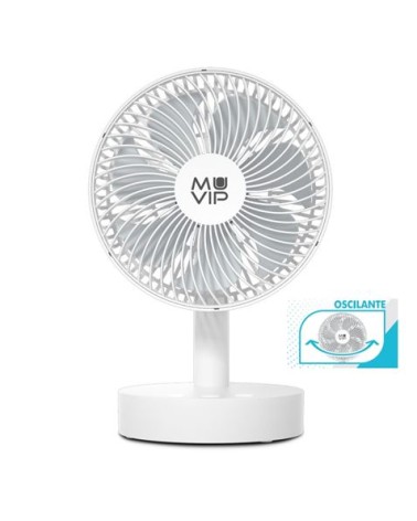 VENTILADOR PORTATIL GIRATORIO DE MESA 8" BATERÍA MUVIP