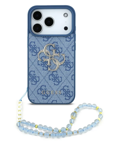 Funda GUESS 17 Pro Max LogoG Tejido Azul con Pulsera