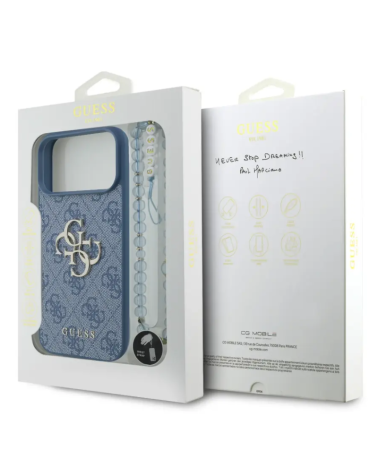 Funda GUESS 17 Pro Max LogoG Tejido Azul con Pulsera