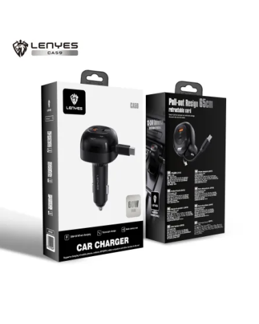 Cargador de Coche | 60W con Cable USB-C Retractil y PD30W | Lenyes CA59